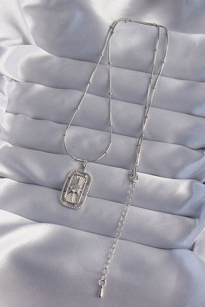 Skygo Zircon Stone Silver Color Tarot Necklace - 316l Steel Chain Tj-bko9010