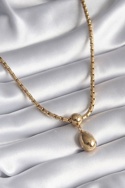Skygo 316L Steel Gold Color Snake Back Chain Model Drop Pendant Women's Necklace - TJ-BKO8288