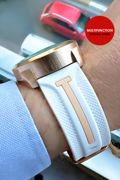 T5 Saat Multifuntion Orijinal Erkek Kol Saati Su Geçirmez Beyaz Silikon Kordon Bileklik Hediyeli Tse2004c1