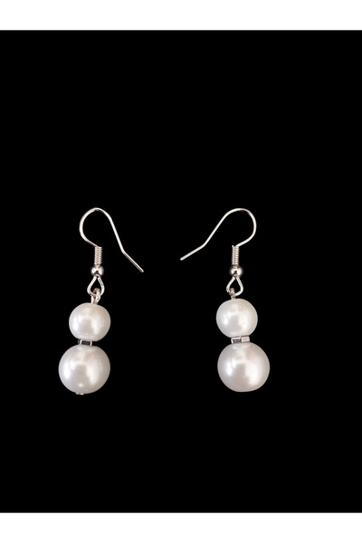 AYTENS TAKI İnci Kolye Bileklik Küpe Set Gümüş Renk O-T Klips Kapama