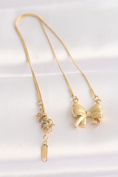 Skygo 316L Steel Chain Gold Color Bow Necklace - Tj-Bko8676