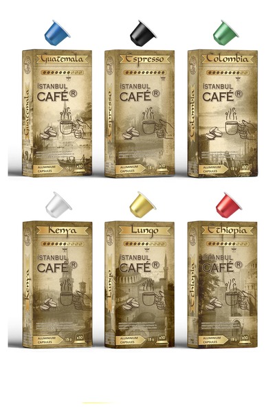 İstanbul Cafer نسبريسو ®   مجموعة مزيج القهوة المتوافقة مع 60 كبسولة - ألومنيوم
