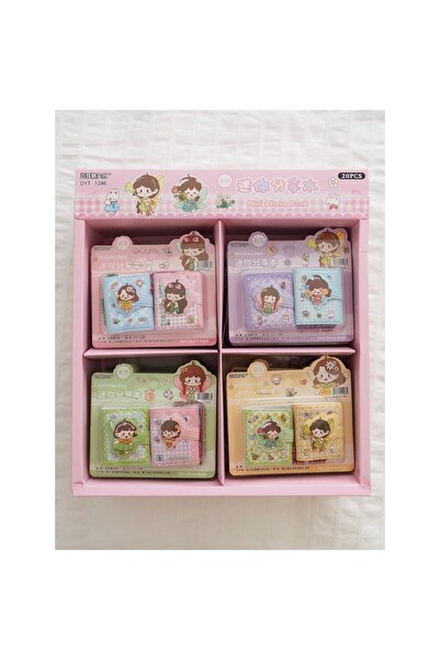 Zehra Aksesuar Sevimli kız figürlü 2'li cırt kapaklı mini defter anahtarlık