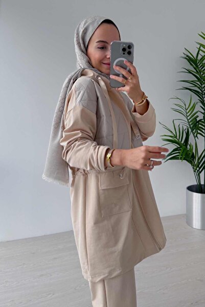 Ka Hijab Beige Hijab Set of 2 - Double Pocket, Rope Binding, Two Thread