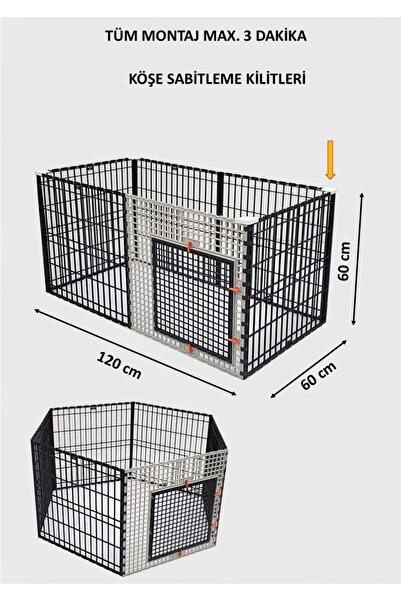 Leganest 60cm X 120cm X Yükseklik 60cm Katlanabilir Köpek, Kedi, Tavşan, Çit, Kafes