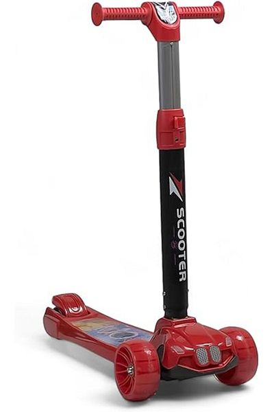 ALBADER 2-in-1 Kick Scooter, Adjustable & Foldable Scooter, 3 LED Lighted Wheels, Manual Scooter