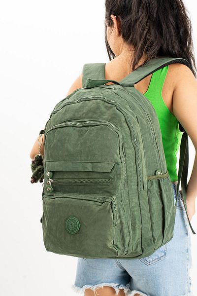 571 Collections Çanta Unisex Green Ultra Light Crinkle Backpack - Multi-Pocket (Model: 571-3B)