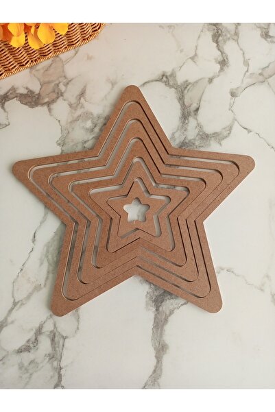 Home Yıldız Düş Kapanı Ham Ahşap Makrome Kasnağı Lazer kesim Kasnak 6'lı