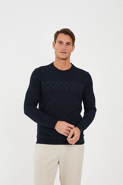 Maccali Ανδρικό φούτερ CloudFit Basic με μακρύ λαιμό με μοτίβο Navy Blue