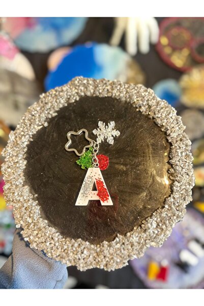 epoksiya حرف A عيد الميلاد مفهوم الايبوكسي المفاتيح ندفة الثلج شجرة الصنوبر ك...