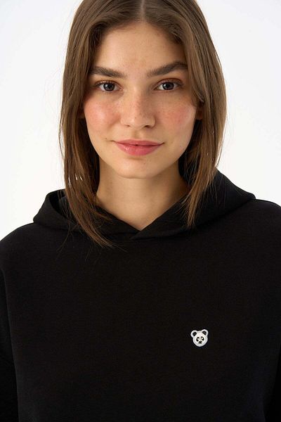 WWF Market Panda Supersoft Crop Hoodie - Black