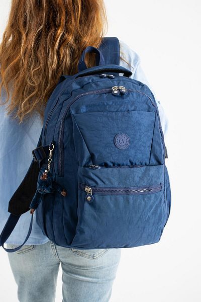 571 Collections Çanta Ultra Light Unisex Crinkle Backpack - Multi-Pocket, Navy (Model: 571-3A)