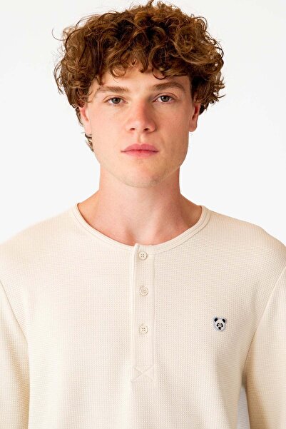 WWF Market Μπλουζάκι Panda Waffle με μακριά μανίκια - Εκρού