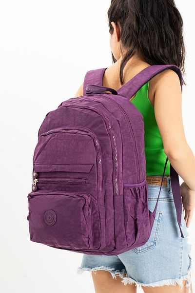 571 Collections Çanta Purple Crinkle Ultra Light Backpack - Multi-Pocket (Model: 571-3B)