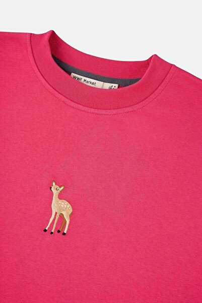 WWF Market Mountain Gazelle Soft Fleece Crop Sweatshirt - Pink