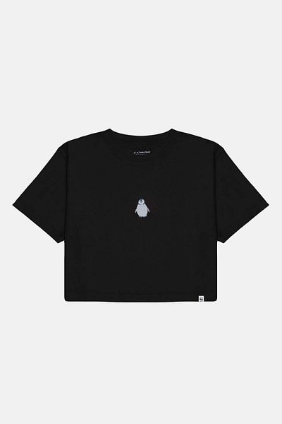 WWF Market Baby Emperor Penguin - Tricou negru ușor crop