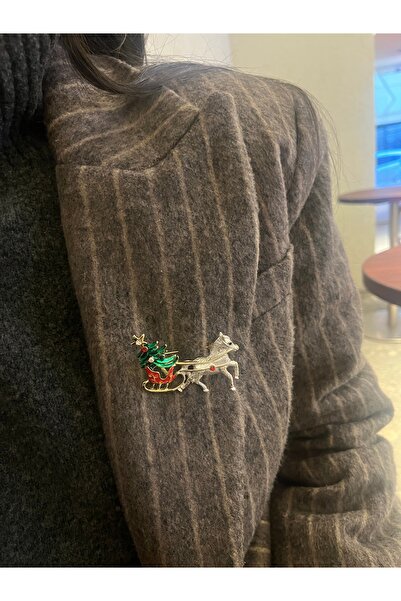 Hoop jewelery yeniyıl taşlı atlı broş