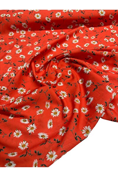 ipekkumaş Kırmızı Papatya Desen Elbiselik Gömleklik Krep Kumaş Ürünümüz Adet ...