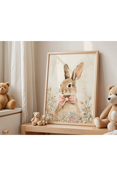 Peppy Rooms Doğal Ahşap Çerçeveli  Mdf  Çocuk Odası Tablo Bohem Tavşan  PEPPY...