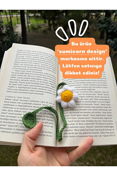 Sumicorn Design Sevimli Amigurumi Örgü Papatya Kitap Ayracı,Kitap Aksesuarı,Kitap Severler için Hediye