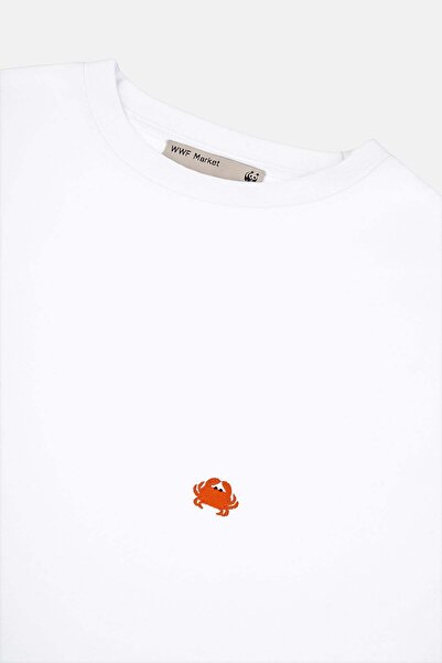 WWF Market Crabs Lightweight Crop T-Shirt - White