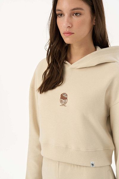 WWF Market Vellum Beige - Gin Owl Super Soft Crop Hoodie