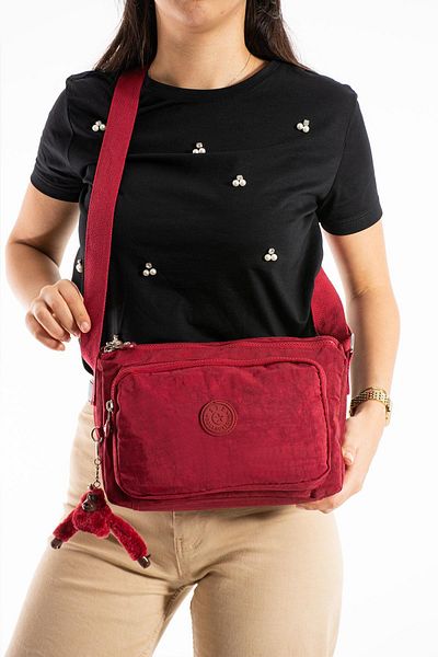 571 Collections Çanta Crossbody Ultra-Light Multi-Pocket Shoulder Bag Red (Model: 571-6O)