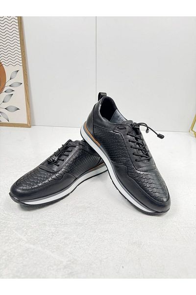 İmerShoes Tenis casual pentru bărbați - piele naturală, talpă albă, șireturi elastice Comfort 5050