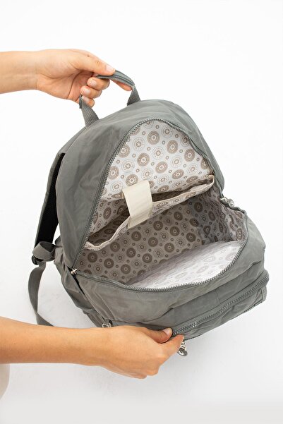 H&D COLLECTİON Ultra Light Multi-Pocket Waterproof Backpack Unisex Gray (Model: 571-2E)