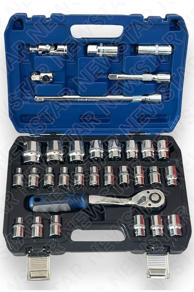 Newstar Germany 72 Tooth Ratchet Socket Set - 32 Pieces, Auto Mechanic Full Set 1/2