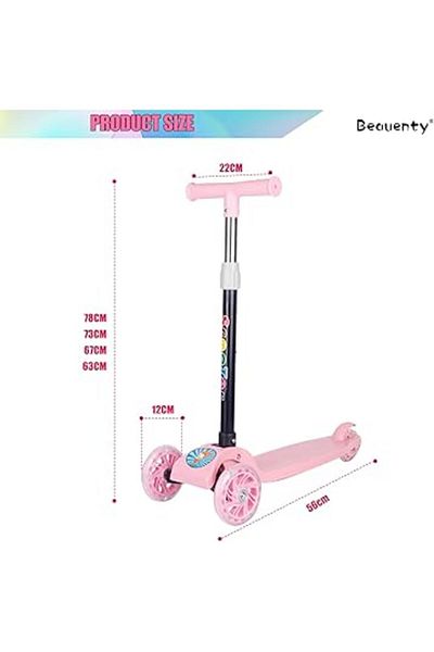 ALBADER Scooter For Kids, Adjustable&Folding 3 Wheel Scooter, LED Light Up Wheels, for 2-8 Years Old