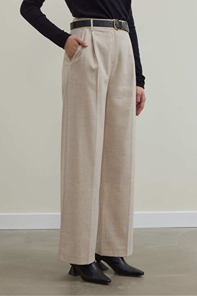 Tailors Room Beige Color Cotton Single Pleated Trousers