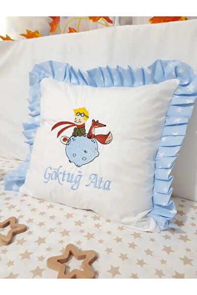 bebek_iklimi Fırfırlı Kırlent Nakışlı 40x40 cm Bebek İsimli Takı Yastığı İçi ...