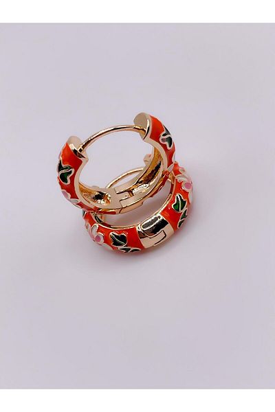 Trinos Steel Earrings Enameled Earrings Floral Earrings