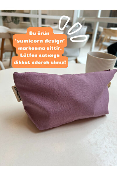 sumicorn Soft Lila Yıkanabilir Fermuarlı Tek Gözlü Bez Kalemlik Kalem Kutusu Cüzdan Makyaj Çantası