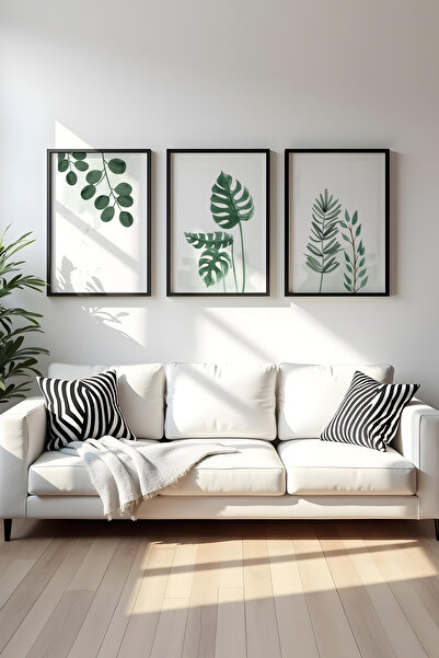 huhuli Ahşap Siyah Çerçeveli 3'lü Set Tablo