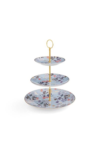 Portmeirion حامل كيك سارة ميلر إنديا 3 طبقات، أزرق سماوي