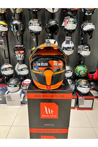 MT Helmets KASK MT TR902B SV STREETFIGHTER SV S TOTEM B4 MAT TURUNCU ŞEFFAF V...
