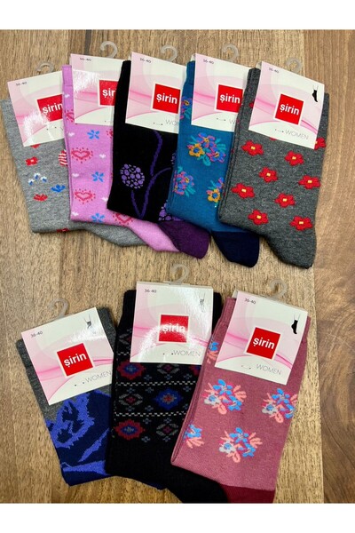 Şirin Cirin Socket Patterned Licra Socks (12 Pieces) Number 36-40