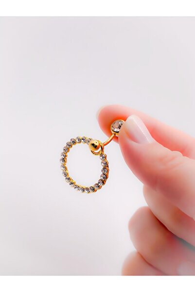 Trinos Cerrahi Çelik Piercing Çıkarılabilir Tamtur Taşlı Halka Göbek Piercing