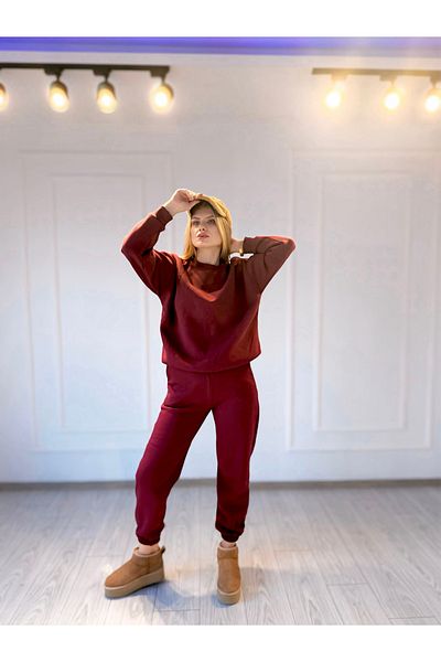 Store بدلة رياضية 3 Thread Basic Jogger - أحمر كلاريت