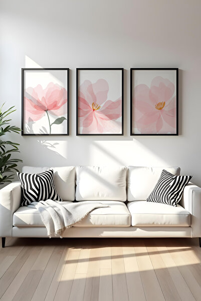 huhuli Ahşap Siyah Çerçeveli 3'lü Set Tablo