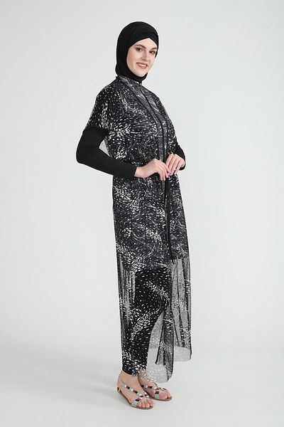 Moodbasic Sw35.28 Moodbasic - Silver Printed Tulle Pareo