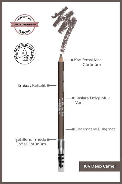 Alix Avien Fırçalı Yumuşak Uçlu Belirginleştirici Kahverengi Kaş Kalemi-eyebrow Expert Powdery Liner 104 Camel