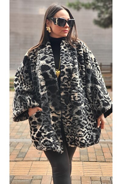 Park Moda Італійський жіночий піджак зі штучного хутра з леопардовим принтом
