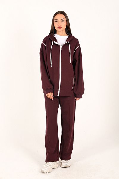 Melike Tatar Mürdüm Three Thread Piping Suit 32-3410