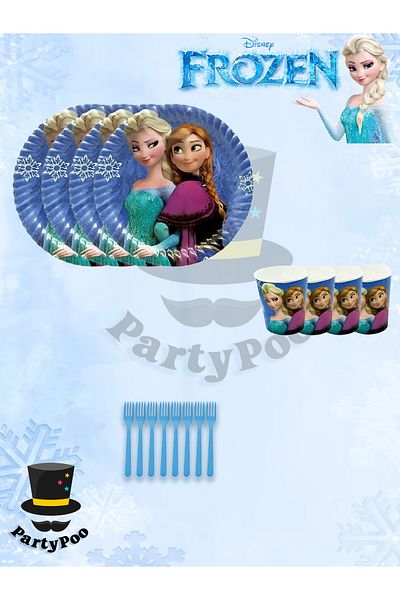 PartyPoo Σετ γενεθλίων Frozen Elsa Eco Party για 24 άτομα Σετ πάρτι γενεθλίων TBÇ