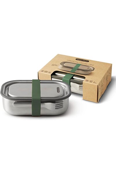 Black Blum صندوق غداء من الستانلس ستيل، سعة 1 لتر، غطاء مفرغ مانع للتسرب، مقسم قابل للتعديل