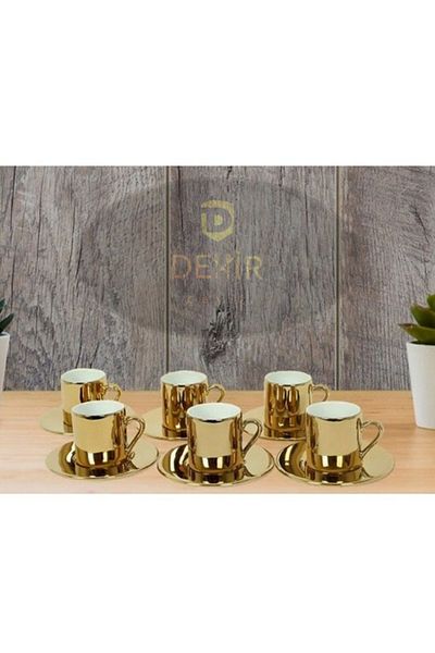DMR LİFE Dmr Life Lux Gold Porcelain Coffee Cup for 6 People