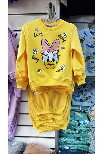 Paty Kids Girl's Daisy Duck Character Yellow Color 2 Thread Tracksuit Set